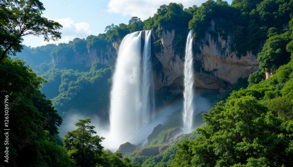 Fototapeta premium Waterfall in a lush forest at Plitvice National Park Croatia