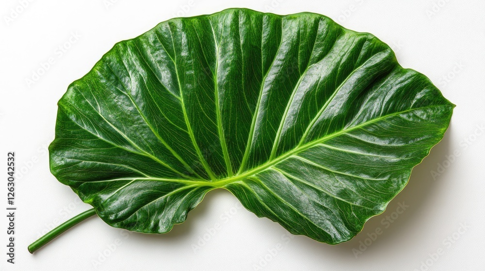 Obraz premium Single Large Green Leaf Isolated On White Background