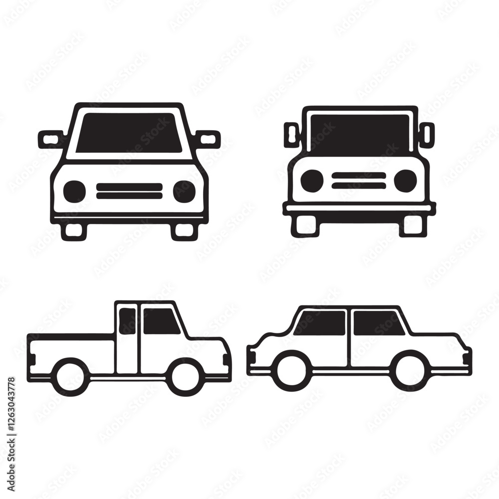 Set of Transport Icons Silhouettes Set of Transport Icons Silhouettes