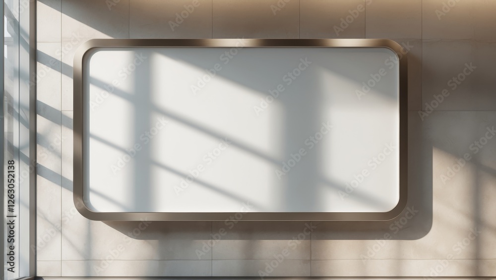 Fototapeta premium a empty advertising billboard frame on the wall of an office lobby providing ample copy space for mock up designs art.