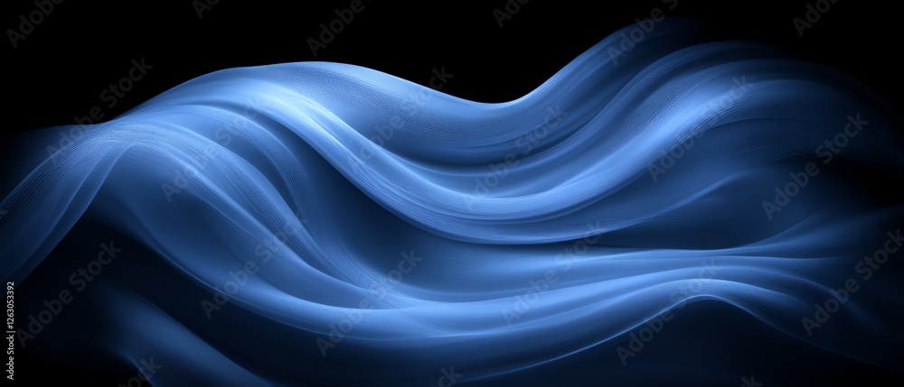 Abstract Blue Wave Elegant Silk Fabric Design art flow soft dark curve Abstract Blue Wave Elegant Silk Fabric Design art flow soft dark curve
