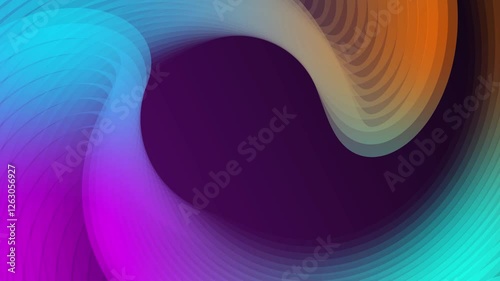 Prostrate geometric abstract colorful line circle animation video with curved line motion background.