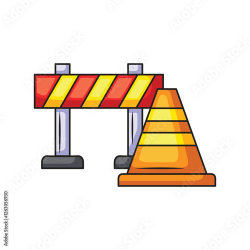 Road blockade and cone icon vector design