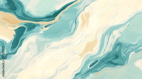 Wallpaper Mural Abstract Teal and Beige Swirling Paint Design Torontodigital.ca