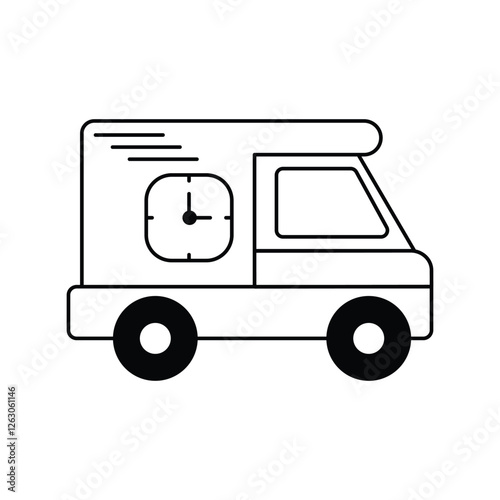 delivery truck glyph outline icon with white background vector stock illustration