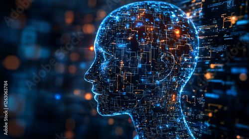 digital technology and ai drive human mind evolution through graphics, visualization, and connectivity.






