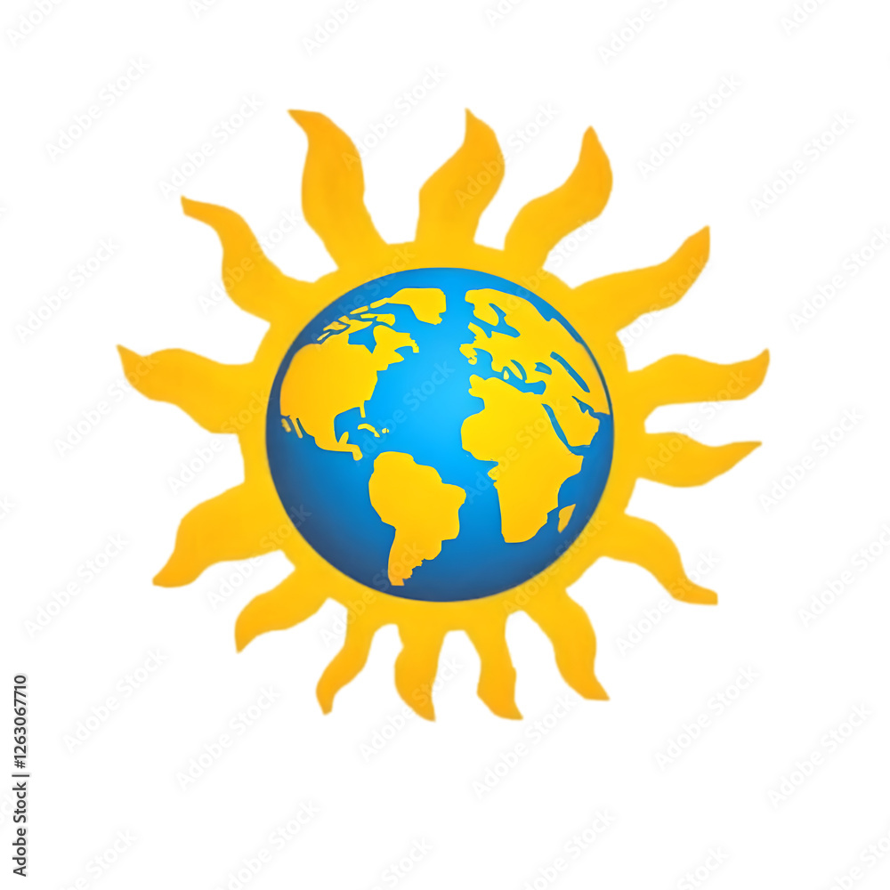 Rays embrace the Earth symbolizing ecology and Earth Day celebration Rays embrace the Earth symbolizing ecology and Earth Day celebration