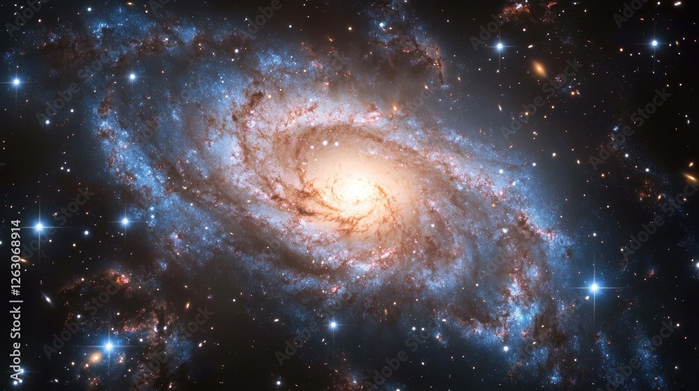 Majestic Spiral Galaxy in Deep Space Cosmic Swirl of Stars, Dust, and Gas Majestic Spiral Galaxy in Deep Space Cosmic Swirl of Stars, Dust, and Gas
