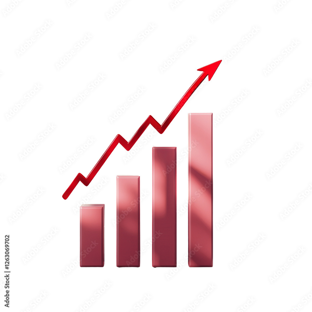 Increasing bar graph with upward trend symbolizes growth and success. This represents financial progress and positive development in business Increasing bar graph with upward trend symbolizes growth and success. This represents financial progress and positive development in business