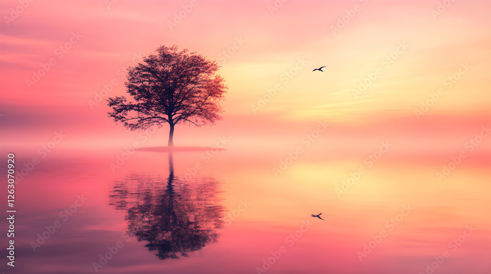 A Tranquil Morning Embracing Nature's Renewal with the First Light of Dawn A Tranquil Morning Embracing Nature's Renewal with the First Light of Dawn