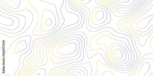 Abstract topographic map contour, white background and colorful wave lines pattern texture. geographic contour map grid backdrop paper texture. terrain path isolated on a background. 