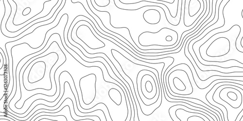 Abstract topographic map contour, white background and black wave lines pattern texture. geographic contour map grid backdrop paper texture. terrain path isolated on a background. 