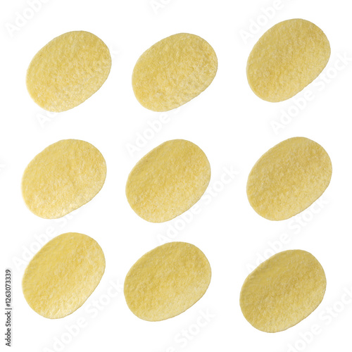Potato chips isolated on a transparent background