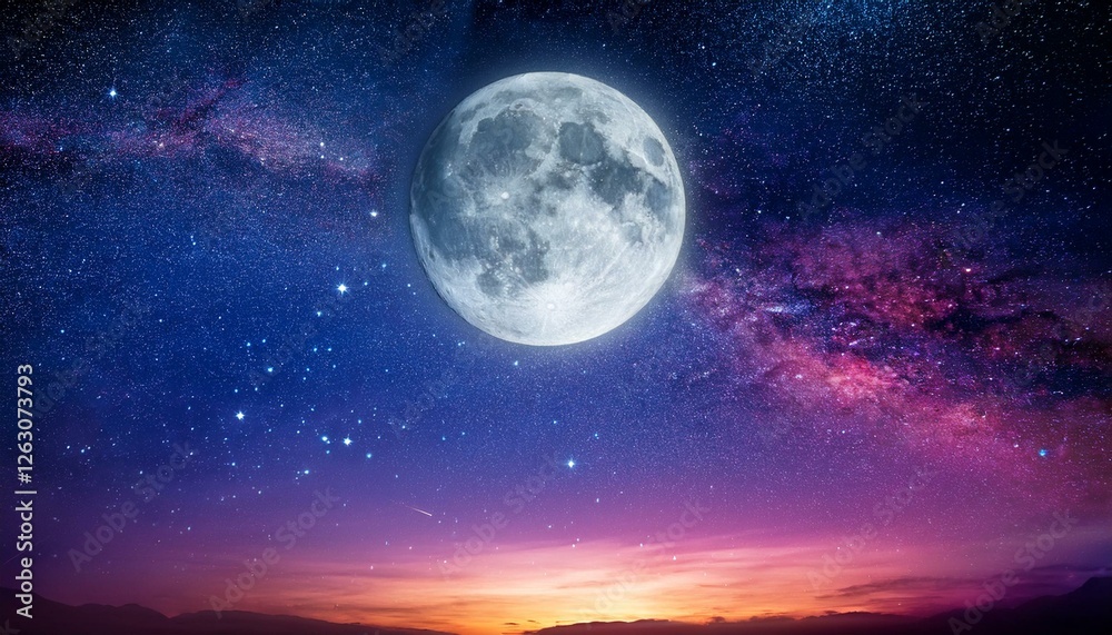 full moon with stars at colorful night sky full moon with stars at colorful night sky