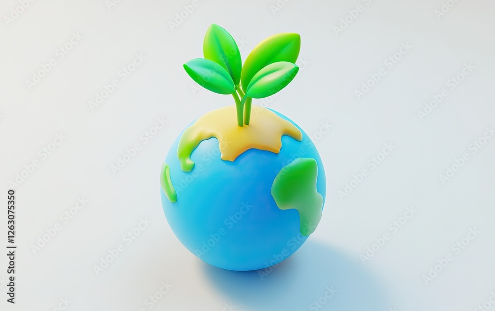 A colorful globe with a small green plant sprouting on top, symbolizing environmental awareness and sustainability. A colorful globe with a small green plant sprouting on top, symbolizing environmental awareness and sustainability.
