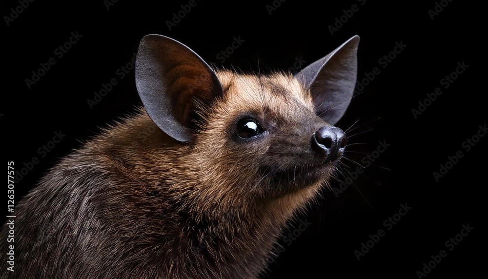 Obraz premium Close up photo of a bat face with a plain black background