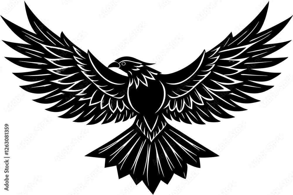 Obraz premium Majestic Eagle with Spread Wings in Tribal Style with Bold Graphic Silhouette