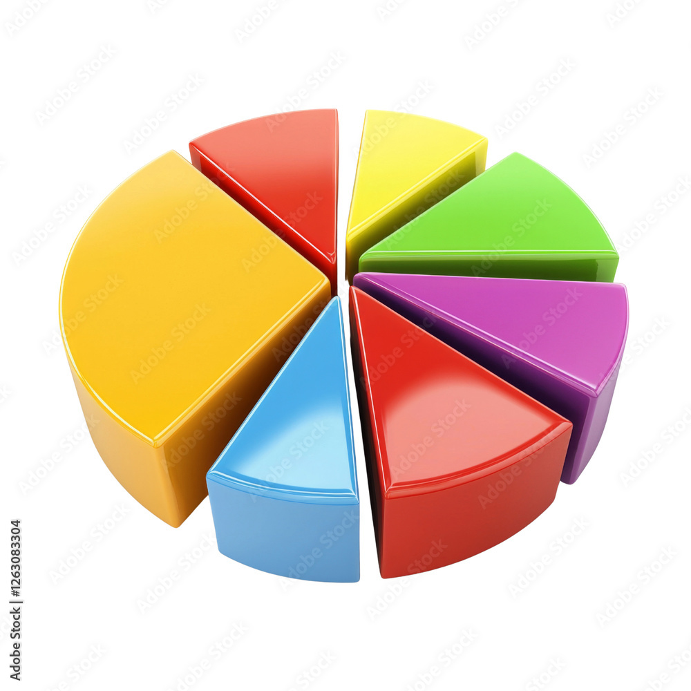 Fototapeta premium Colorful pie chart segments representing data visualization