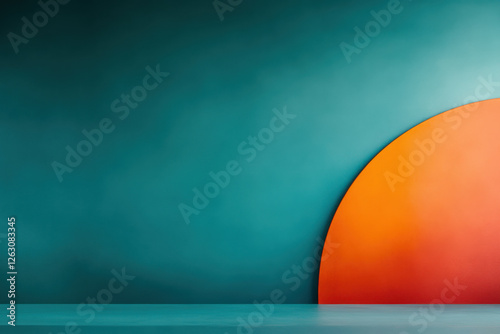 Teal and Orange Modern Backdrop with Copy Space
