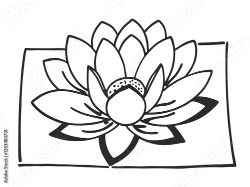simple lotus flower line drawing outline, Vector icon, Line art Vector, Doodle Icon