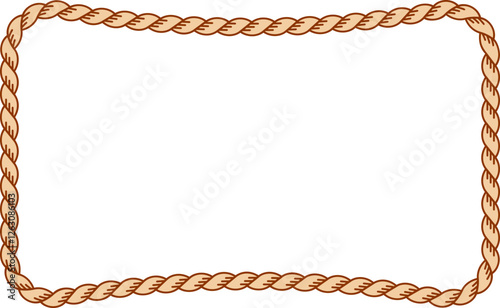 Illustration of a simple rope frame with blank copy space. Empty space with rope border for your design. 