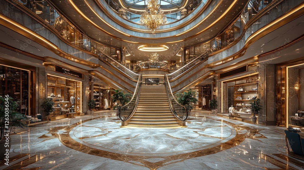 Obraz premium Luxurious Grand Staircase In Modern Shopping Mall