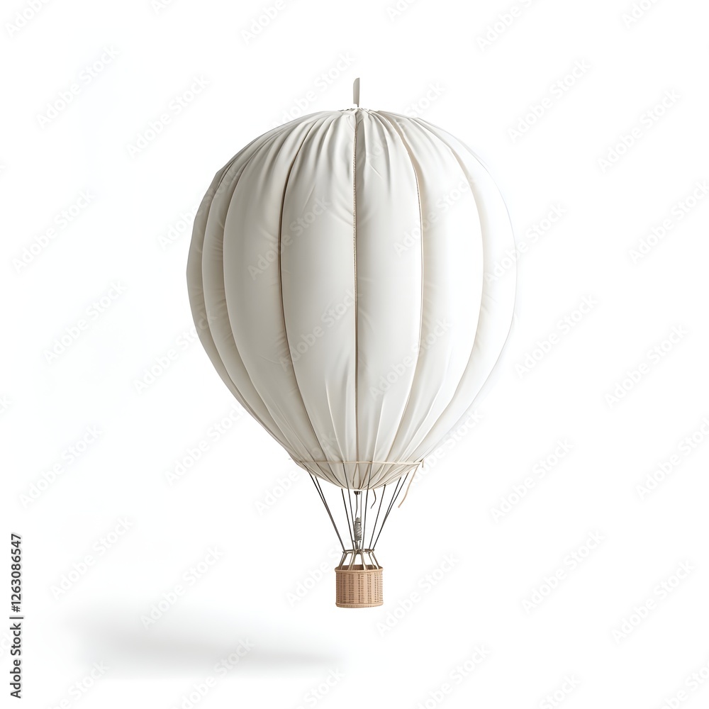 Obraz premium Minimalist Hot Air Balloon Floating in the Sky on a White Background