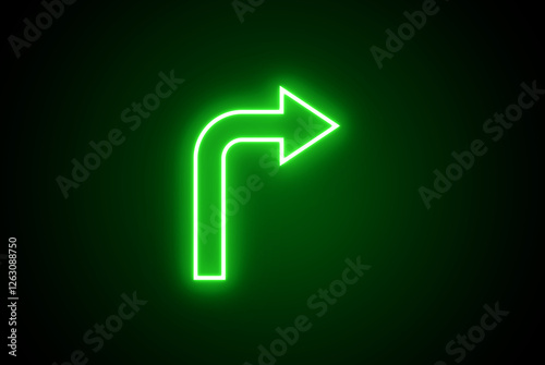 Arrow. Neon arrow sign. Neon road, arrow symbol. Right arrow. Colorful arrow icon. Glowing arrow icon.