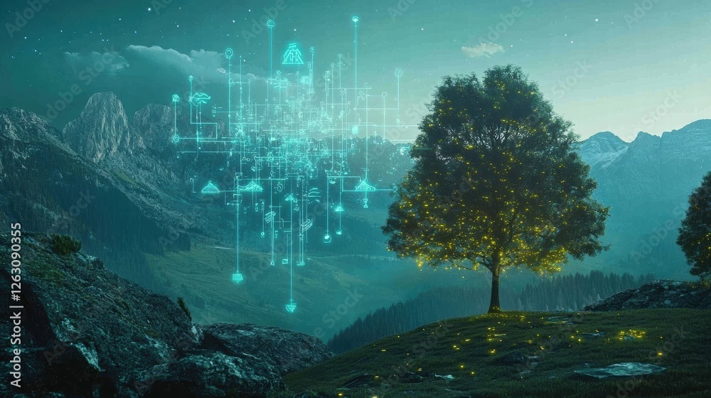 Fototapeta premium AI Agent Supporting Environmental Conservation