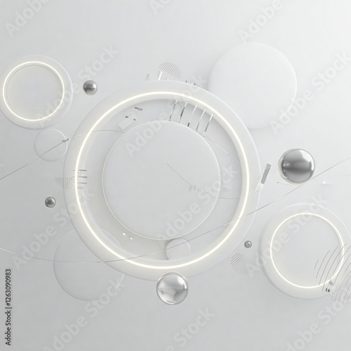 Elegant and Professional 3D Abstract Design with Floating Geometric Squares in Shades of White and Light Gray