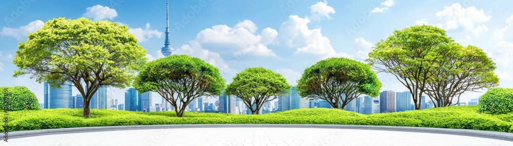 Green urban park, cityscape backdrop, sunny day, environmental concept Green urban park, cityscape backdrop, sunny day, environmental concept