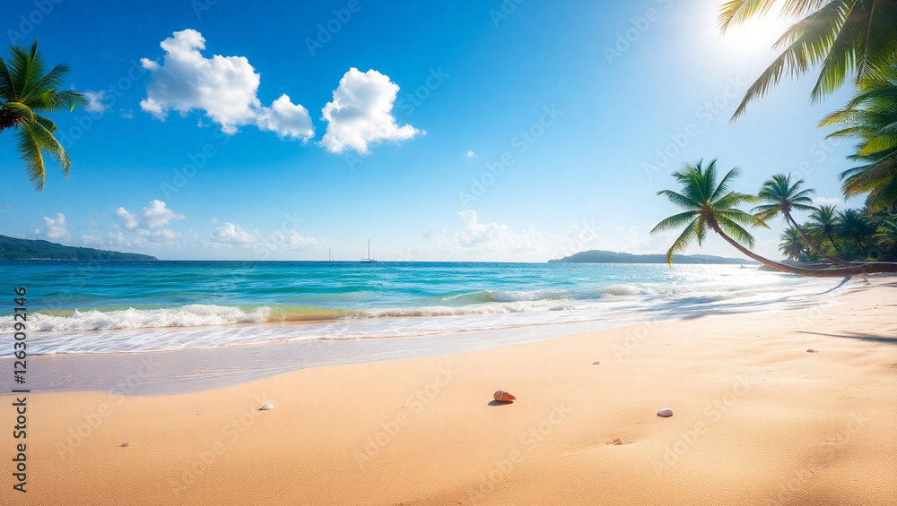 tropical beach with palm trees tropical beach with palm trees
