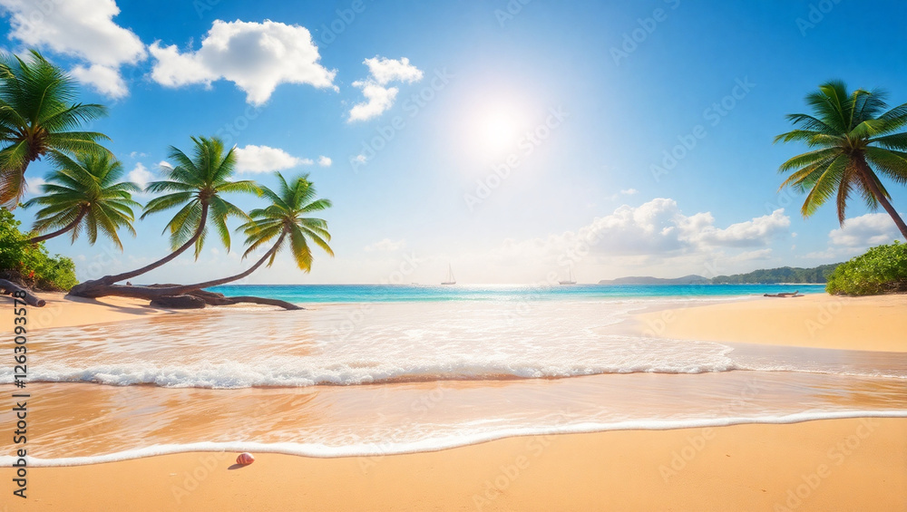 Obraz premium tropical beach with palm trees