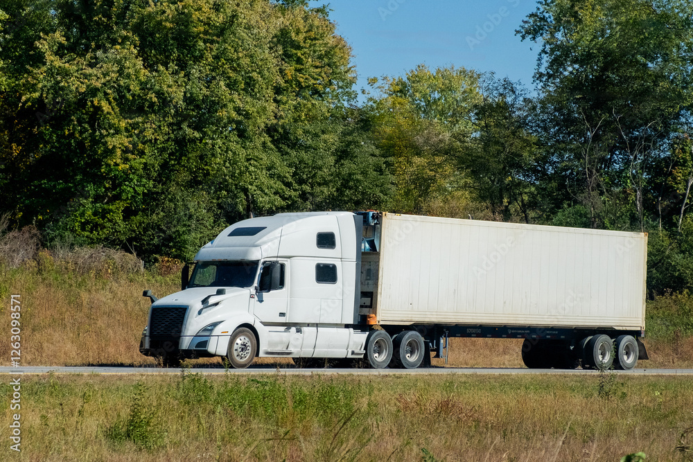 Semi Trucks on Highway, USA. Trucking in USA Semi Trucks on Highway, USA. Trucking in USA