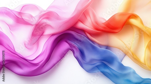 Obraz na płótnie Colorful Sheer Fabric Draped in Elegant Waves w salonie
