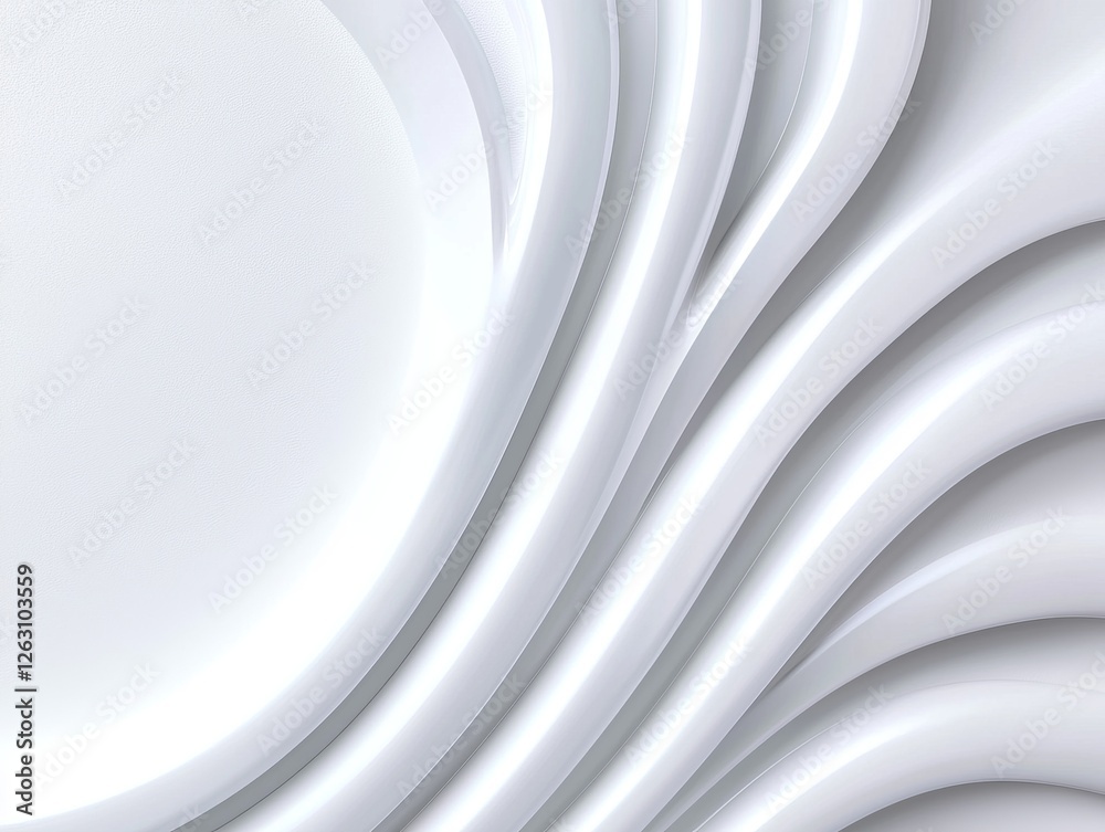Fototapeta premium A minimalist design featuring smooth, wavy white shapes, creating a sense of depth and elegance.