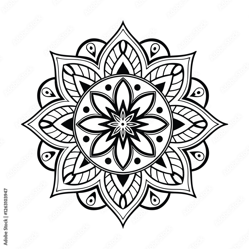 Intricate Mandala Flower Design .