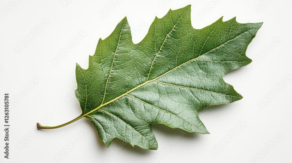 Fototapeta premium Single Green Leaf Isolated On White Background