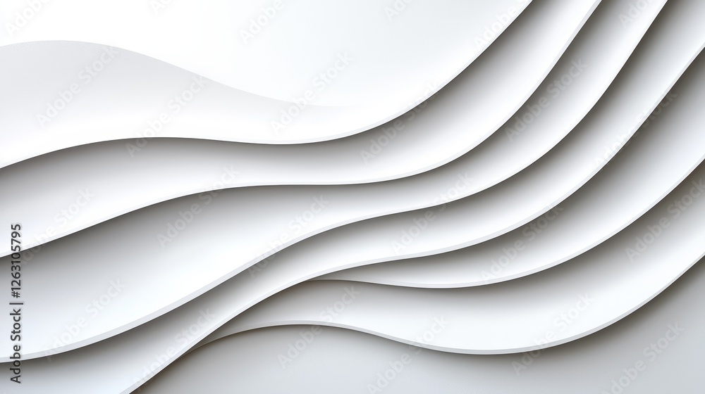 Fototapeta premium A minimalist design featuring elegant, flowing layers of white paper, creating a sense of depth and movement.