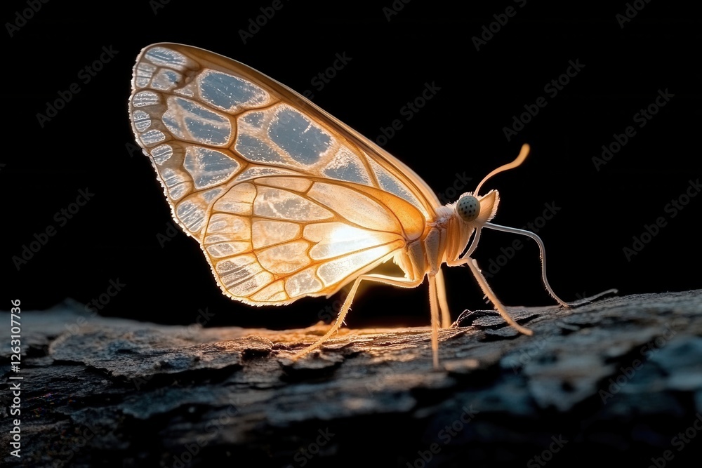 Obraz premium Glowing butterfly with translucent wings sunlight