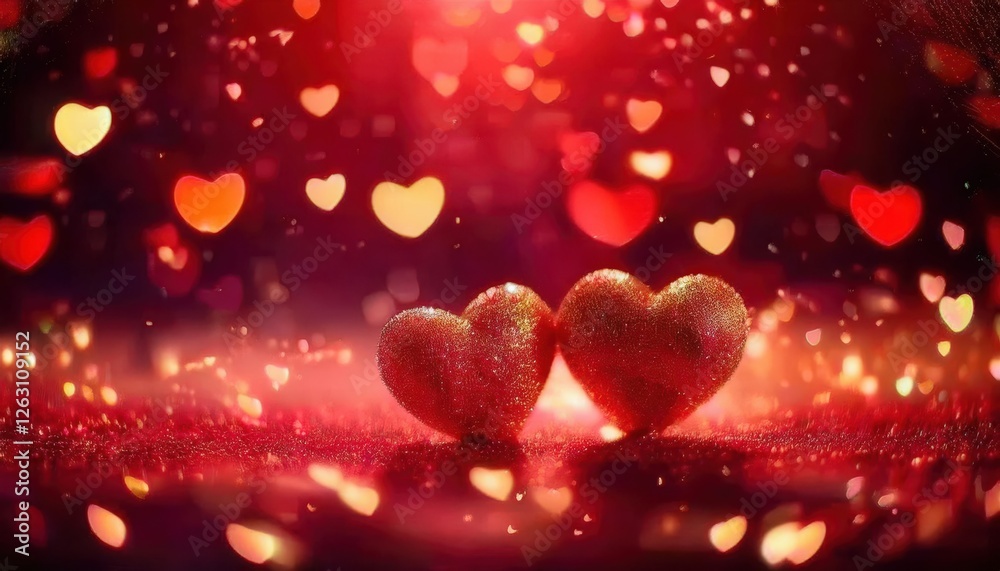 sparkling red glitter hearts with glowing heart bokeh on a romantic background, perfect for valentine's day designs
sparkling red glitter hearts with glowing heart bokeh on a romantic background, perfect for valentine's day designs