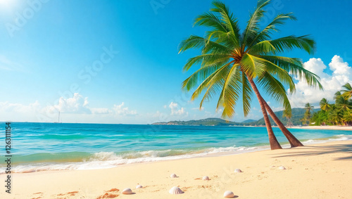 tropical beach with palm trees