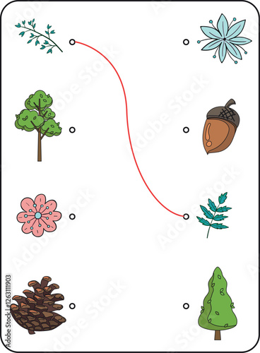 Matching Activity for Preschool - Nature and Plants Association Game