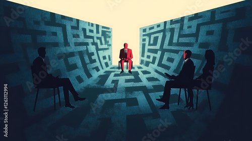Wallpaper Mural Businesspeople facing complex challenges, symbolized by a maze. Torontodigital.ca