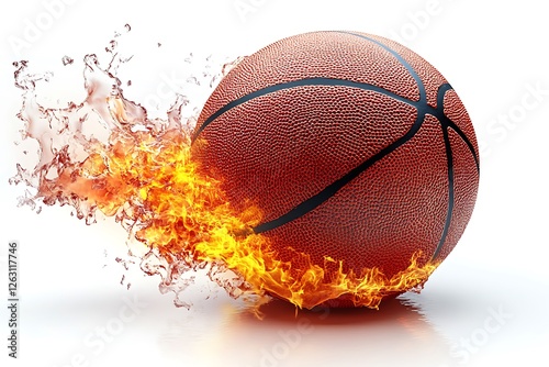 Fiery Basketball Explodes in a Dramatic Splash photo
