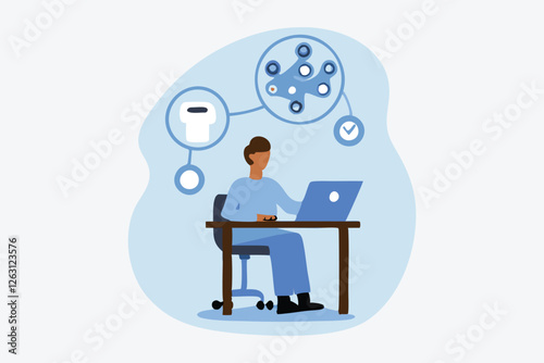  Vector illustration. Control systems ensure efficient and precise management processes in various industries The computer lab metaphor inspires creativity and exploration in engineering Vector illust