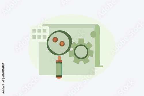 Vector illustration. Control systems ensure efficient and precise management processes in various industries The computer lab metaphor inspires creativity and exploration in engineering Vector illust