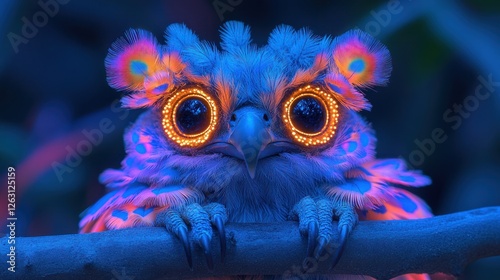 Neon Owl Forest Night Fantasy Artwork