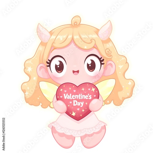 Adorable fairy celebrating valentine s day photo