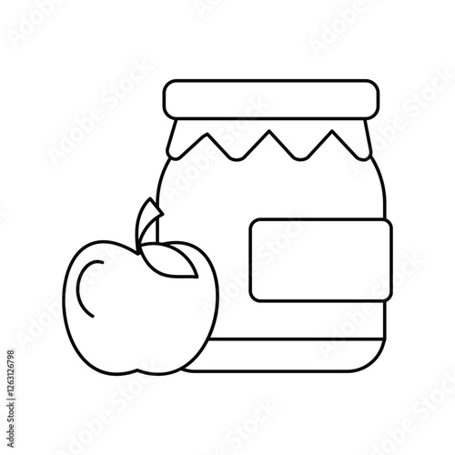 apple jam lineal icon with white background vector stock illustration